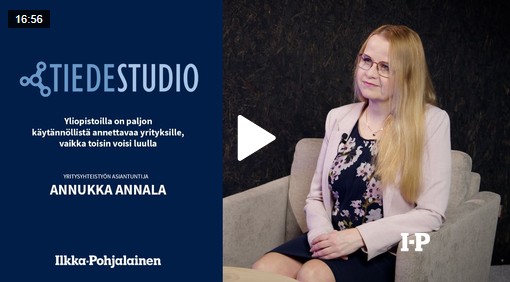Annukka Annala Tiedestudioissa.